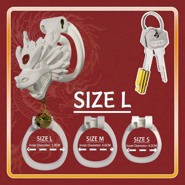 Dragon Guardian Bell Collar Chastity Cage - Red - L - image 6