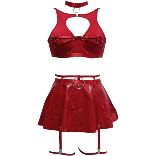 Seductive O-Ring Skirt Lingerie Set