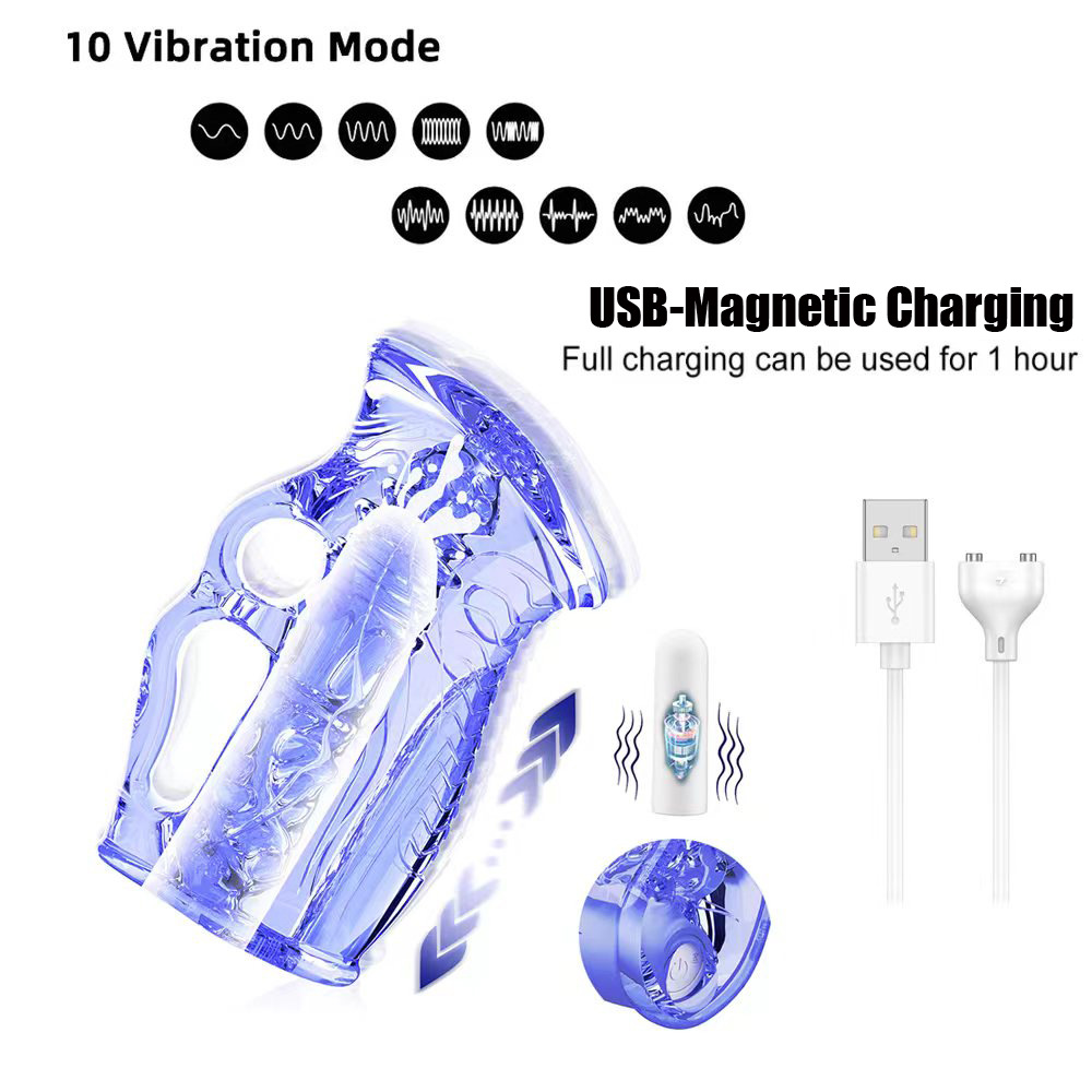 Open-Ended Male Stroker with 3D Beaded Penis Sleeve – Manual & Vibrating Versions Available