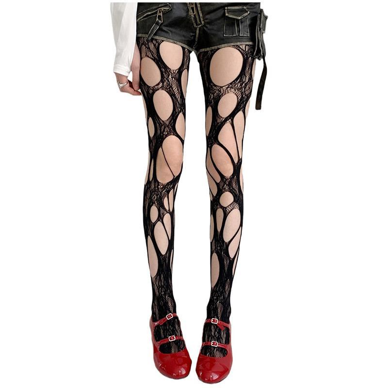 Gothic Ripped Fishnet Tights Stocking – Edgy & Bold for Night Outs-WeLovePlugs