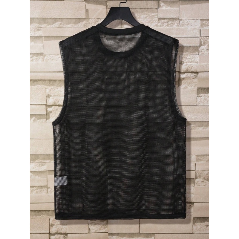 Men's Sleeveless Mesh Polyester Top - Black - XXL - image 2