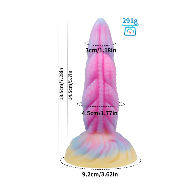 7.28'' Fantasy Lights Up Dildo With Multi-texture Design & Glow-in-the-dark Effect - Multicolor - image 3