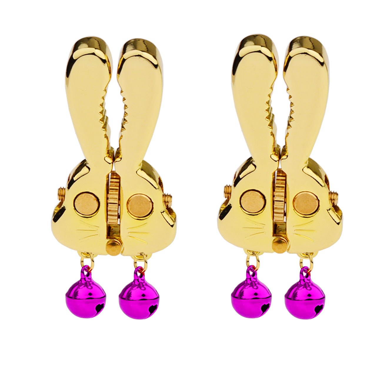 Adjustable Bunny Nipple Clamps – Sensory Play with Bells & BDSM Gear Control-WeLovePlugs