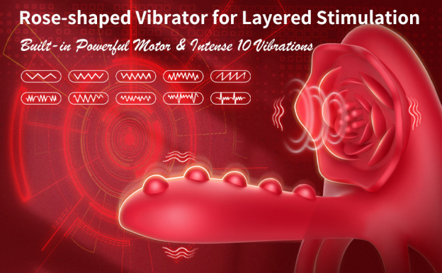 Rose Stimulation Vibrating Dual Cock Ring -WeLovePlugs