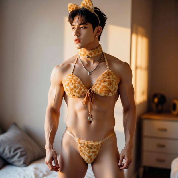Leopard Plush Cat Three-Piece Lingerie Set - Multicolor - One Size - image 1