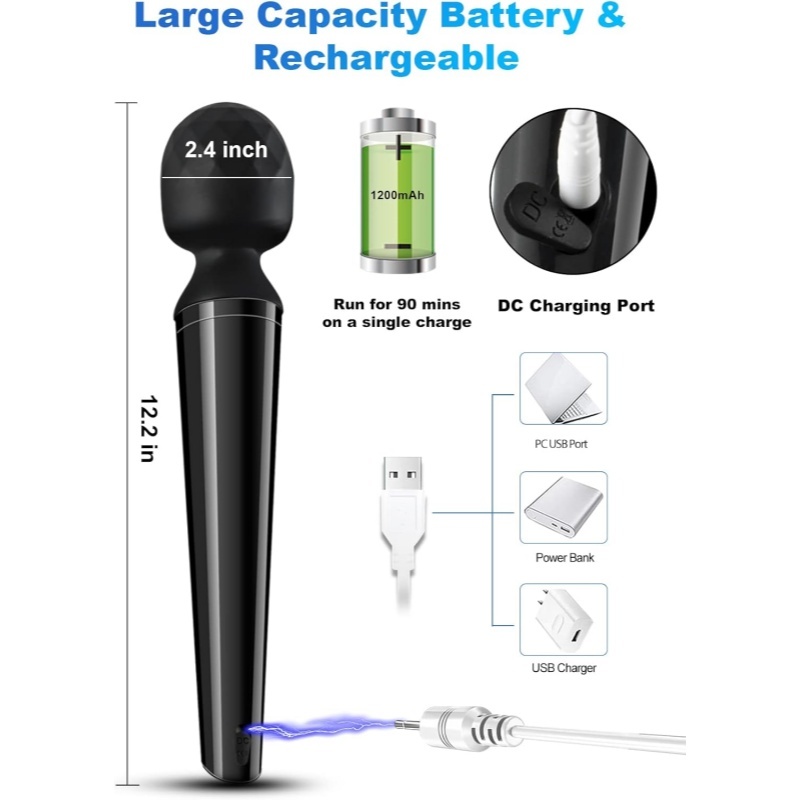 Powerful Cordless Silicone Wand Massager for Full-Body Relief-WeLovePlugs