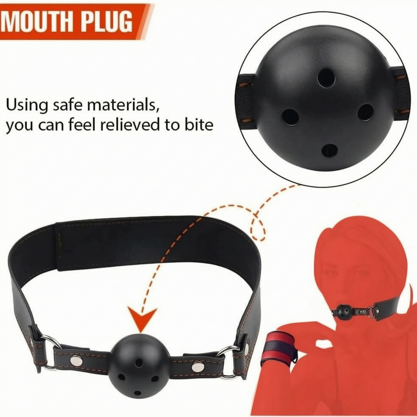 Sex Backhand Back Gag With Anal Hooks SM Leather - image 9