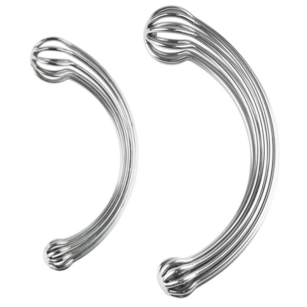 Hallow Curved Stainless Steel Dual-ended Butt Plug Dildo Massage Wand-WeLovePlugs