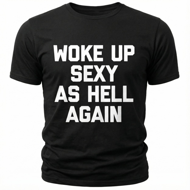 Woke Up Sexy As Hell Again Feeling Beautiful Self-Love Humor T-Shirt - image 3