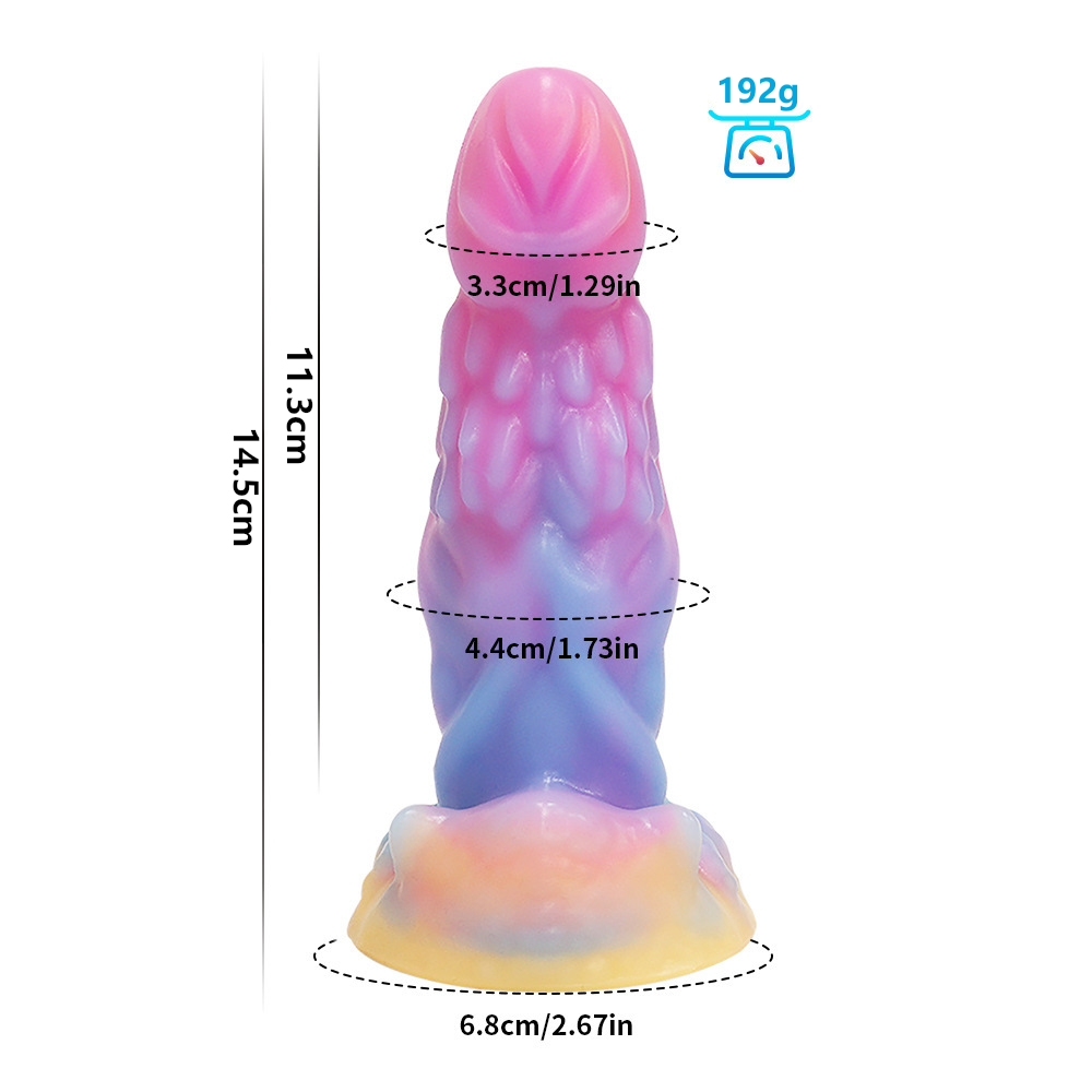 5.98'' Glow-in-the-Dark Worm Design Silicone Dildo with Suction Cup - Multicolor - image 2