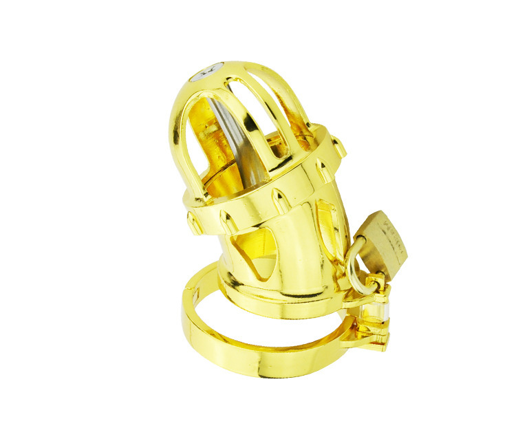 Golden Chastity Cage with Catheter Tube -WeLovePlugs