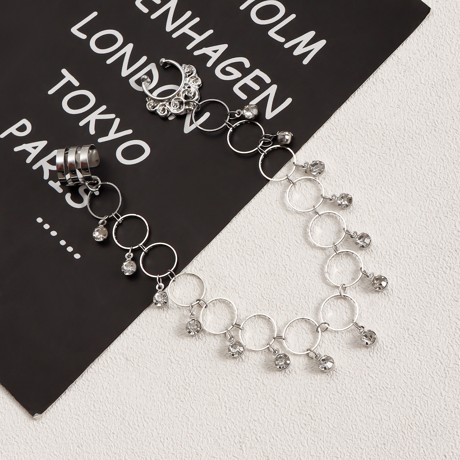 Vintage Nose to Ear Chain – Crystal Tassel Dangle Jewelry for Weddings & Parties-WeLovePlugs