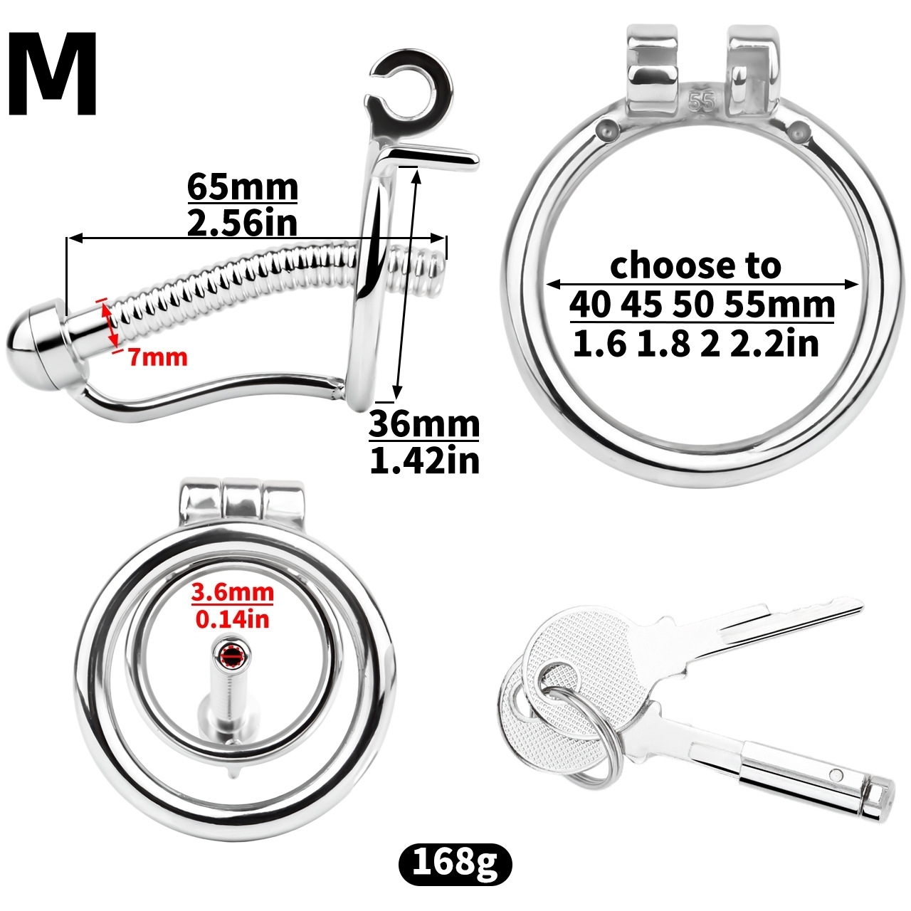 Stainless Steel Anti-escape Inverted Chastity Cage with Urethral Tube-WeLovePlugs