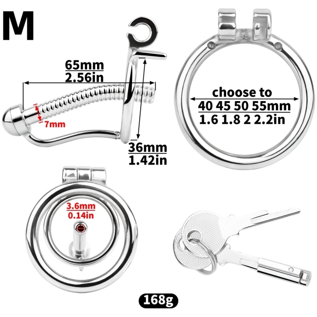 Stainless Steel Anti-escape Inverted Chastity Cage with Urethral Tube-WeLovePlugs