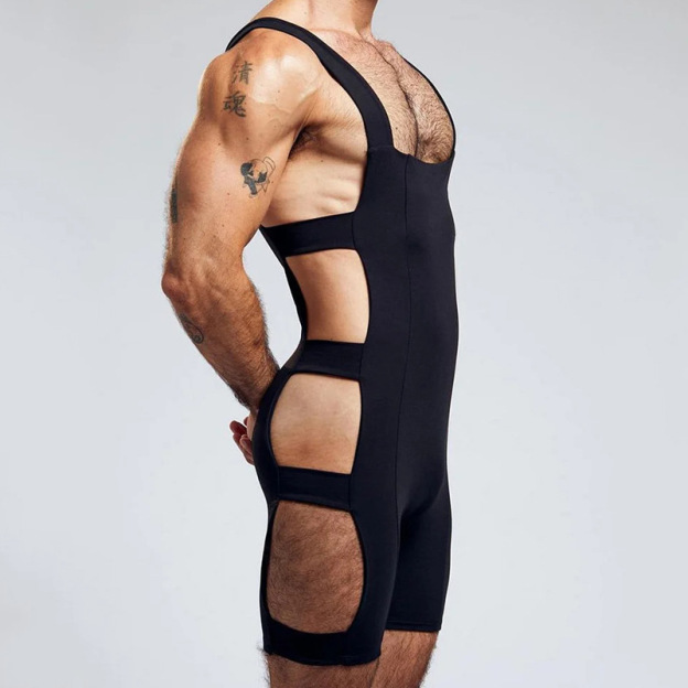 Sexy Hollow OutSlim ElasticBodysuit  - Black - XXXL - image 4