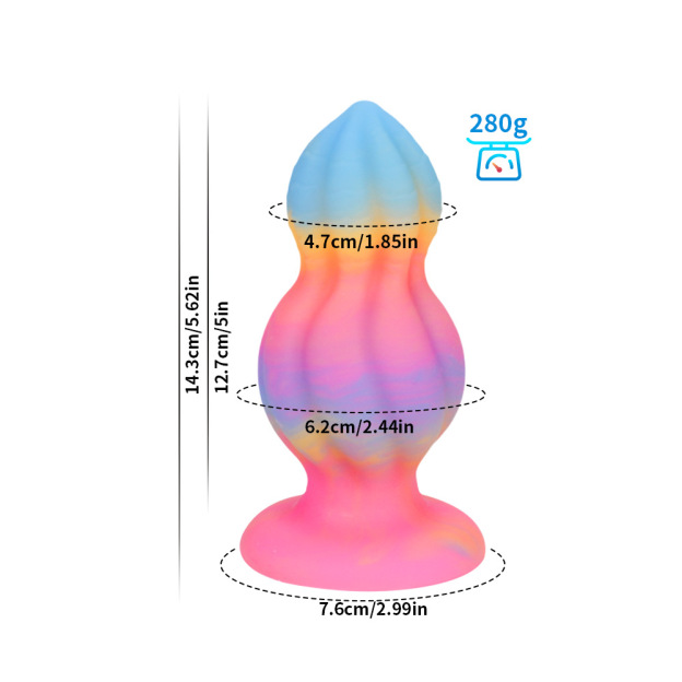 Dual-Size Fantasy Gourd Silicone Dildo with Glow-in-the-Dark & Suction Cup