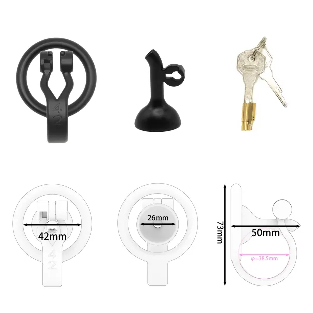 3D Printed Inverted Chastity Cage - Black - 42mm - image 6