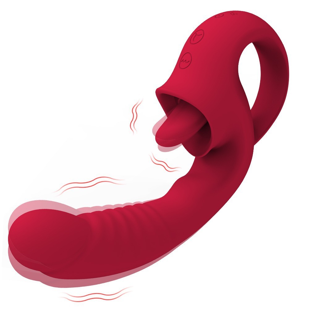 Waterproof Dildo Vibrator with Clit Licking Tongue – 10 Vibration Modes for Her-WeLovePlugs