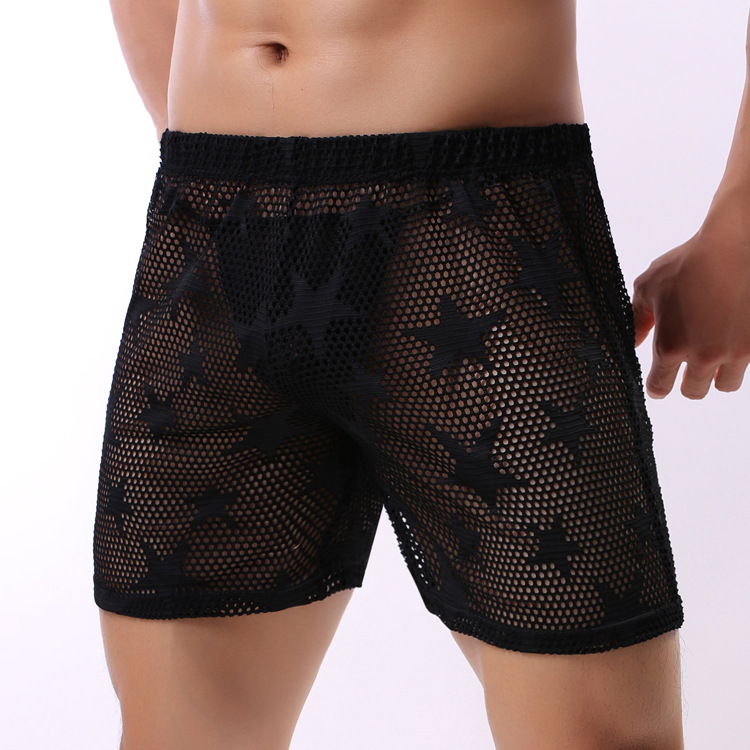 Men's Sexy Mesh See Through Shorts - Black - XL - image 5