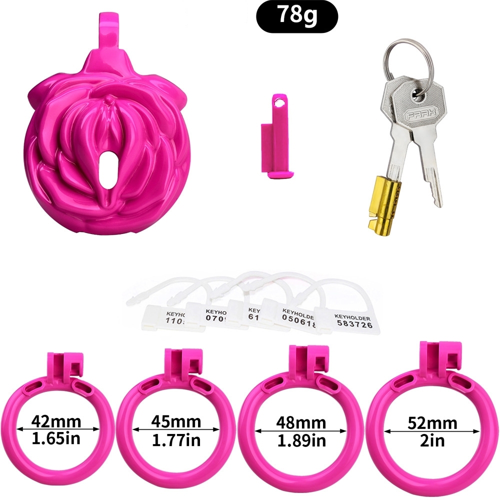 Sissy Chastity Cage with 4 Rings – Lightweight Resin Locking Device with 2 Keys, Invisible Wear for Long-Term Use-WeLovePlugs