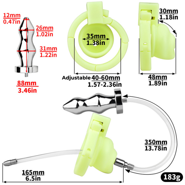 Adjustable Handcuff Resin Chastity Cage with Urethral Cathedral Tube-WeLovePlugs