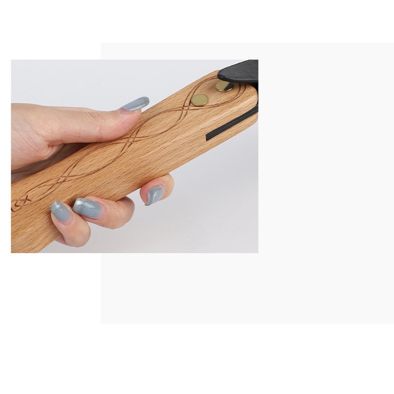 BDSM Leather Strap/Paddle Wood Handle Belt Paddle -Storage Bag Included-16.1x1.4inch,Black-WeLovePlugs