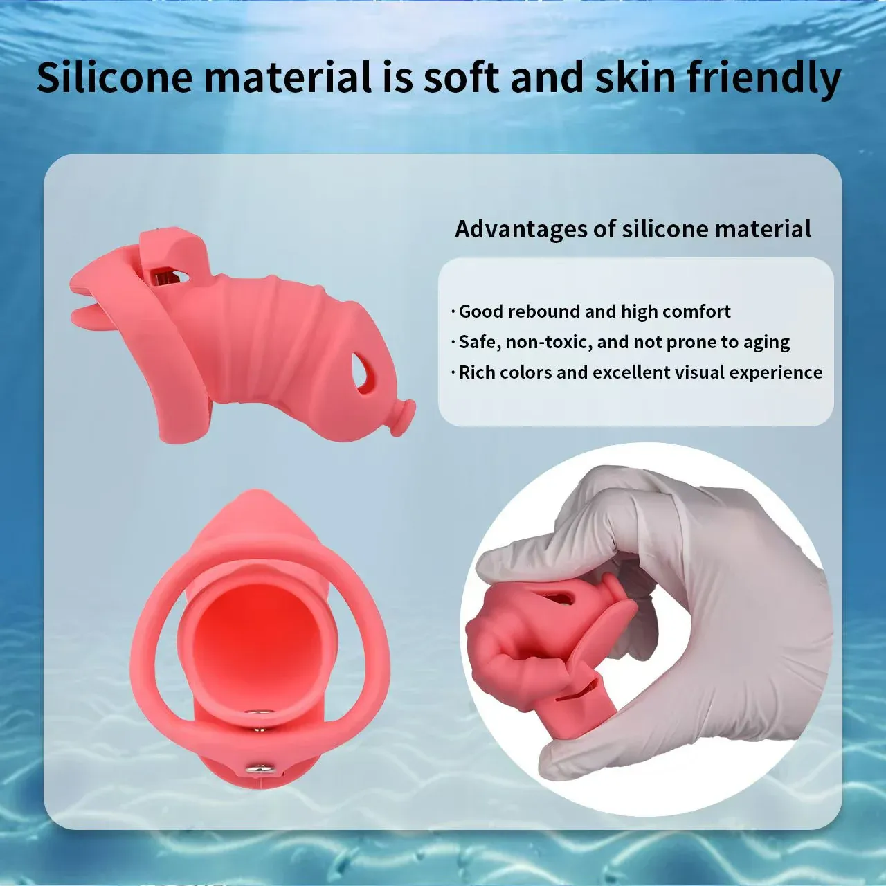 Premium Silicone Chastity Cage with Urethral Tube-WeLovePlugs