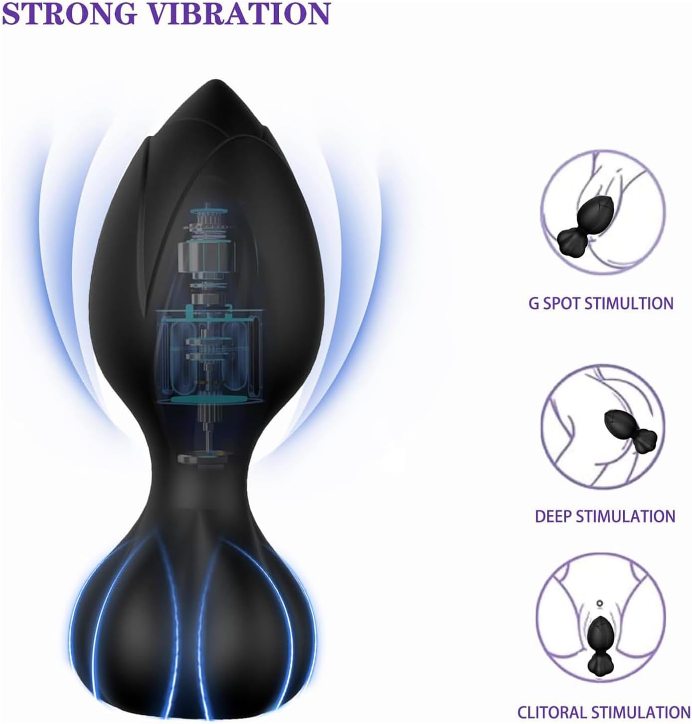 Rose Silicone Butt Plug App Control Vibrator 