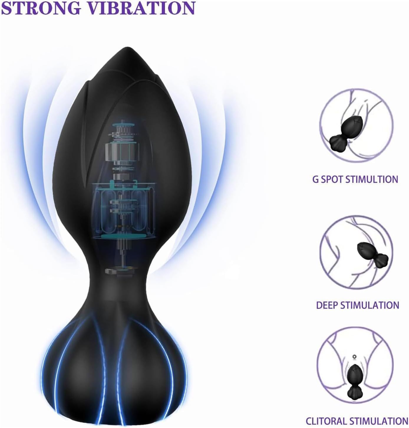 Rose Silicone Butt Plug App Control Vibrator