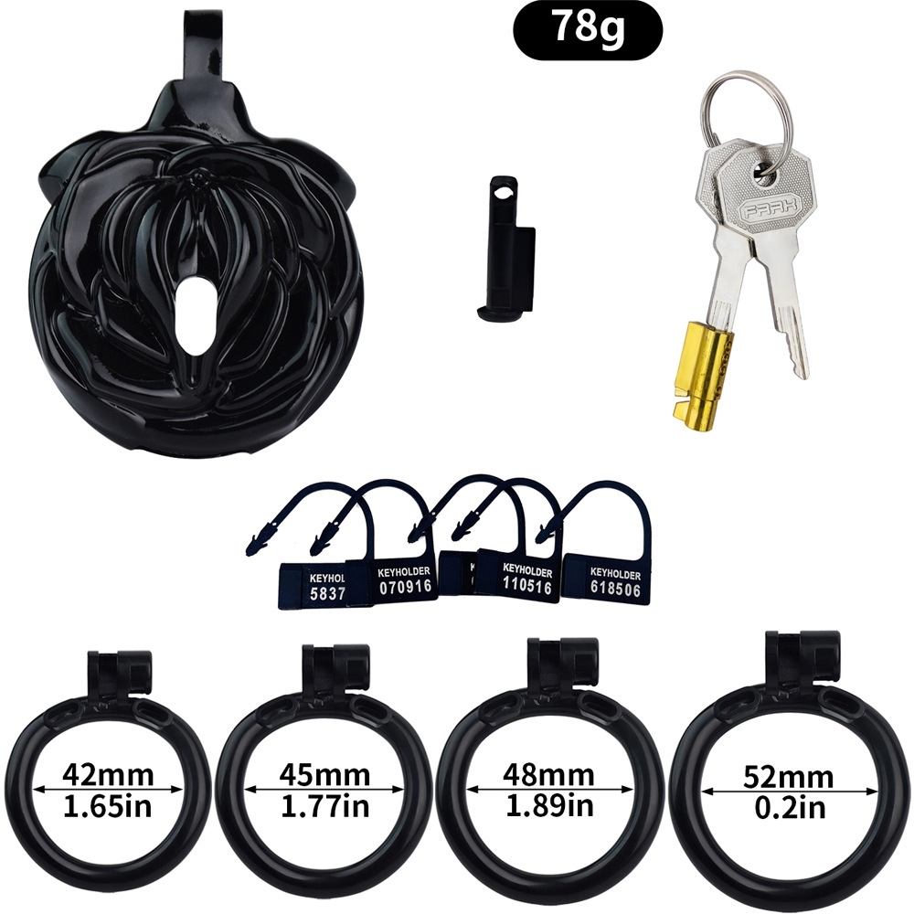 Sissy Chastity Cage with 4 Rings – Lightweight Resin Locking Device with 2 Keys, Invisible Wear for Long-Term Use-WeLovePlugs