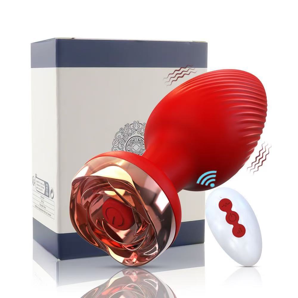 Rose Style Sex Toy Anal Plug Vibrator With Remote Wireless Control