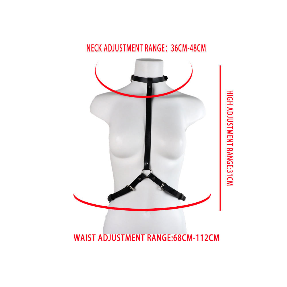 BDSM Leather Handcuffs with Waist Lingerie Harness