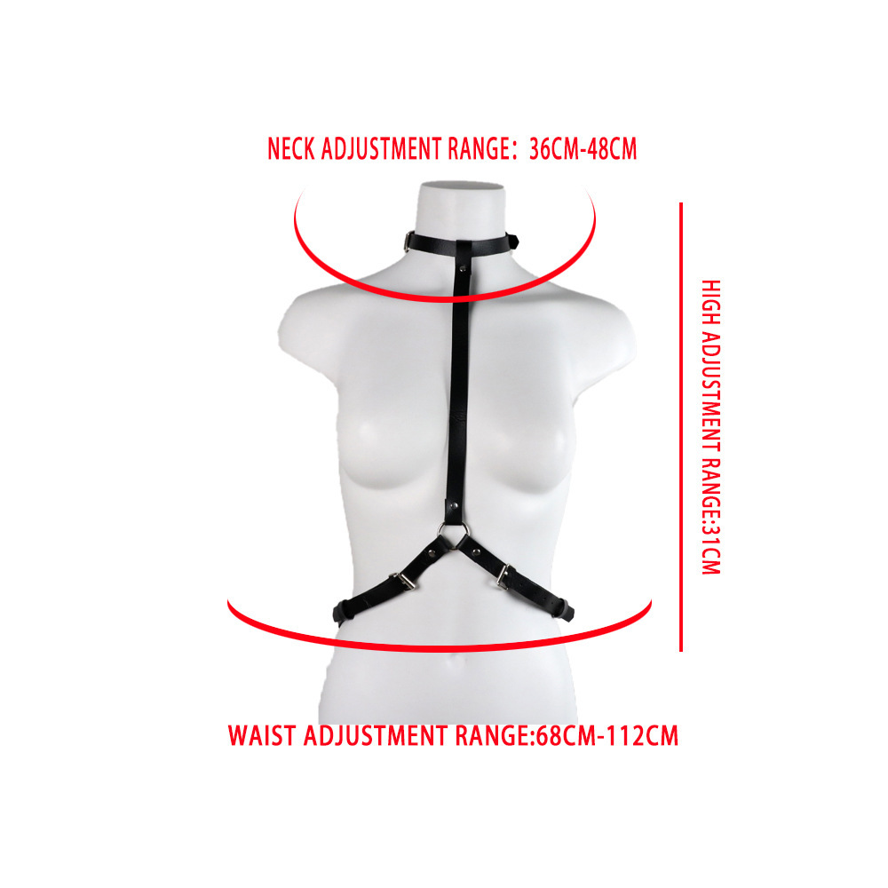 BDSM Leather Handcuffs with Waist Lingerie Harness