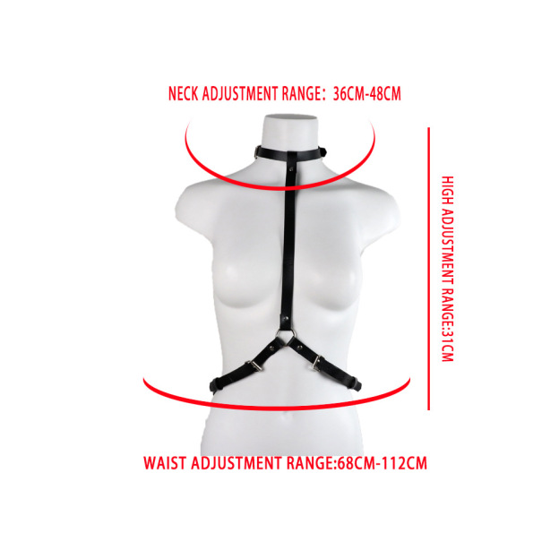BDSM Leather Handcuffs with Waist Lingerie Harness
