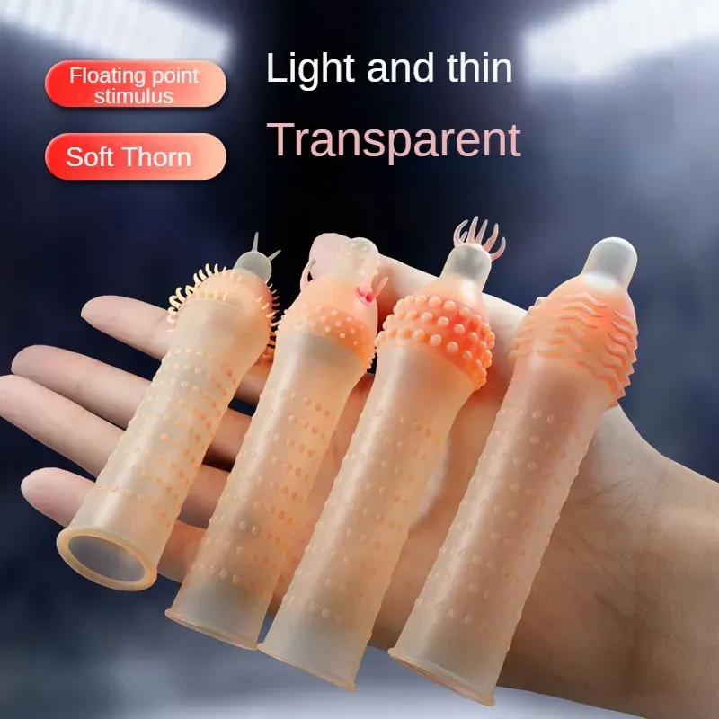 Vibrating Condoms Penis Sleeve Delay Ejaculation Thorn Dot G Spot Cover -WeLovePlugs