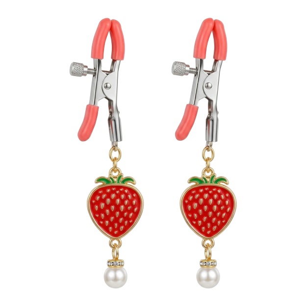 Cute Strawberry Nipple Clamps With Adjustable Dual Clip Design - Red Alligator clip nipple clamp - image 17