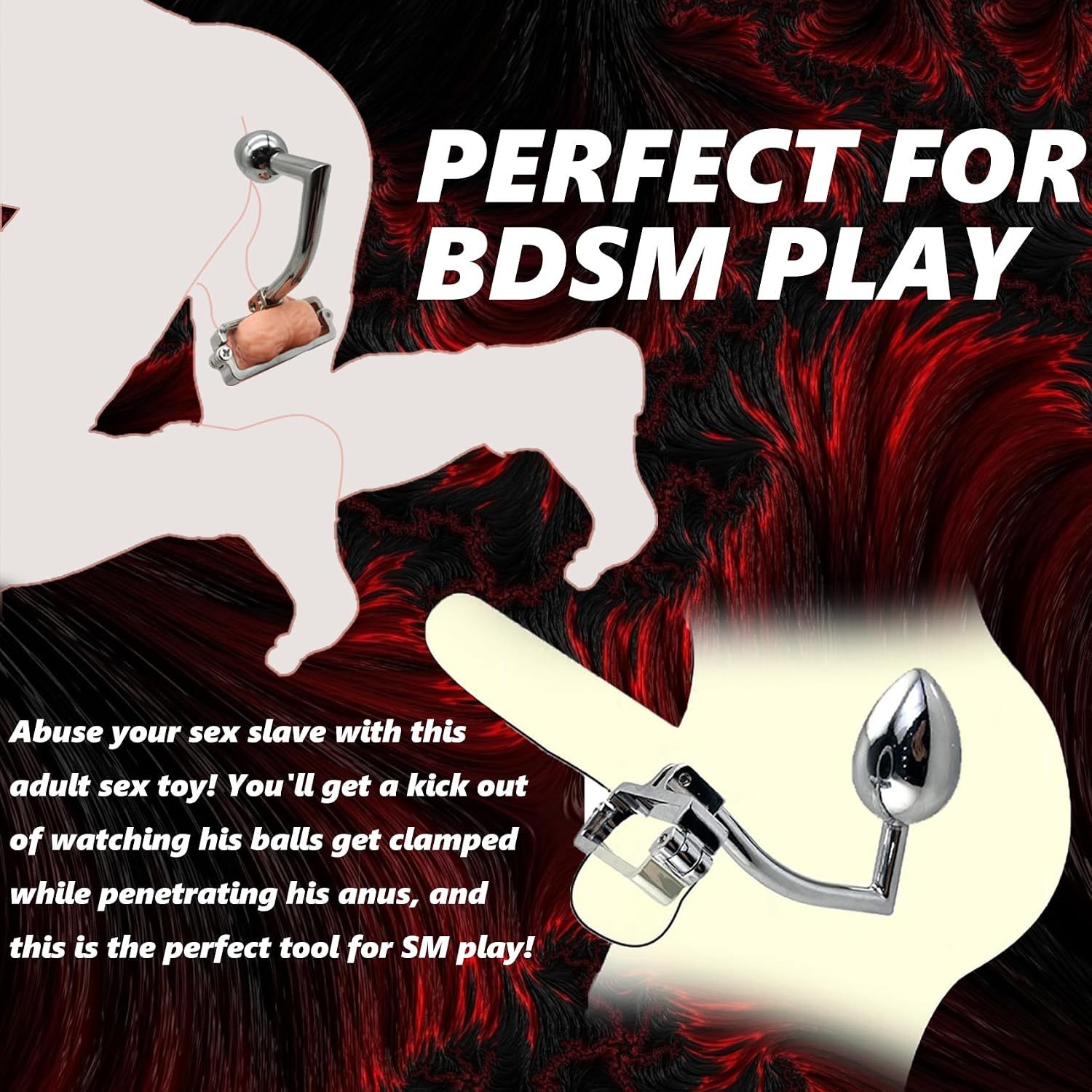 Stainless Steel Scrotum Clamp with Anal Butt Plug - image 1