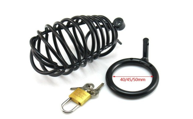 Black Stainless Steel Chastity Cage -WeLovePlugs