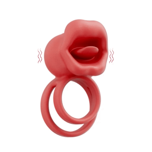 Kiss Lip Vibrating Cock Ring - Red - image 5