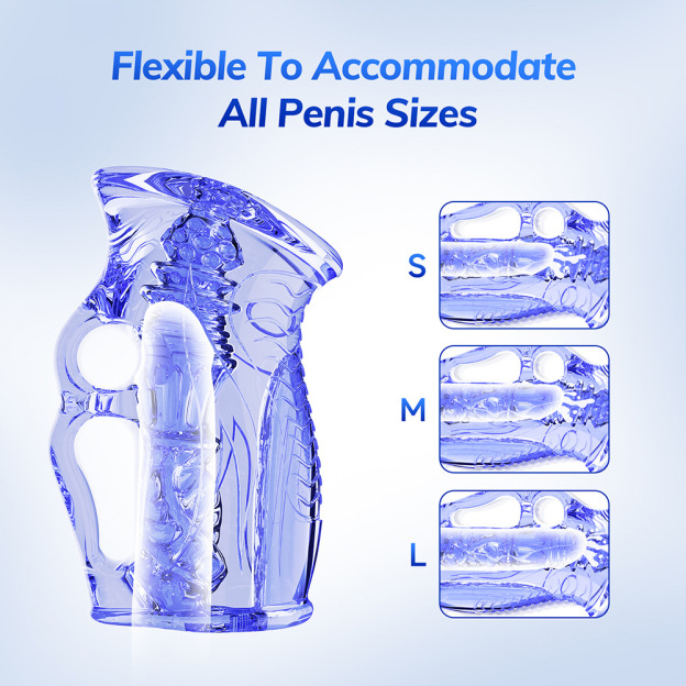 Open-Ended Male Stroker with 3D Beaded Penis Sleeve – Manual & Vibrating Versions Available