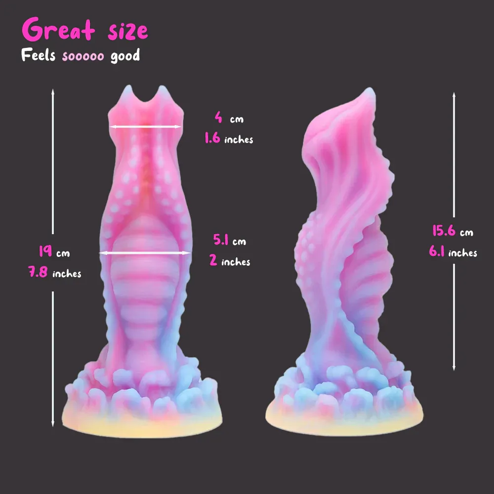 7.8'' Fantasy Dragon Dildo With Multi-texture Design & Glow-in-the-dark Effect - Multicolor - image 3