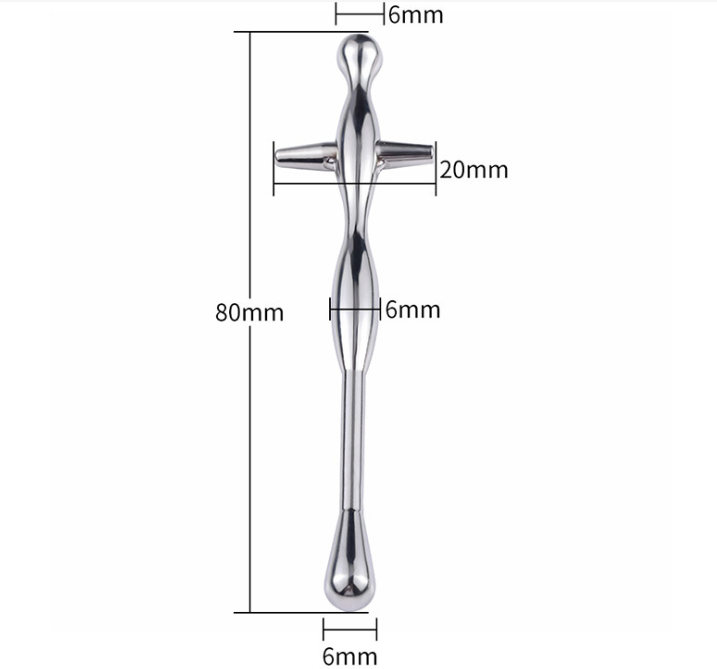 Cross Hilted Steel Urethral Sound -WeLovePlugs