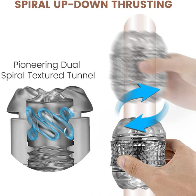 Crystal Spiral Manual Stroker – Dual Stimulation-WeLovePlugs
