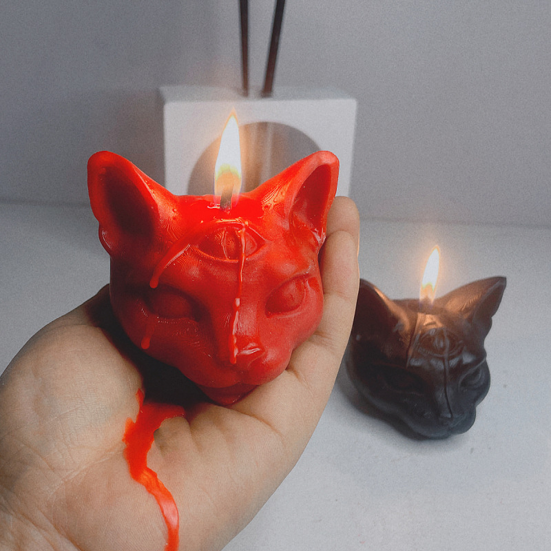 Garden Fragrance Three-eyed Cat Candle - image 5