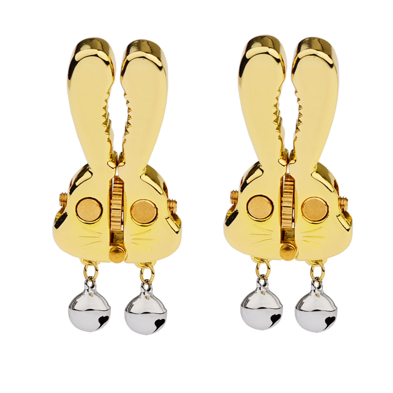 Adjustable Bunny Nipple Clamps – Sensory Play with Bells & BDSM Gear Control-WeLovePlugs