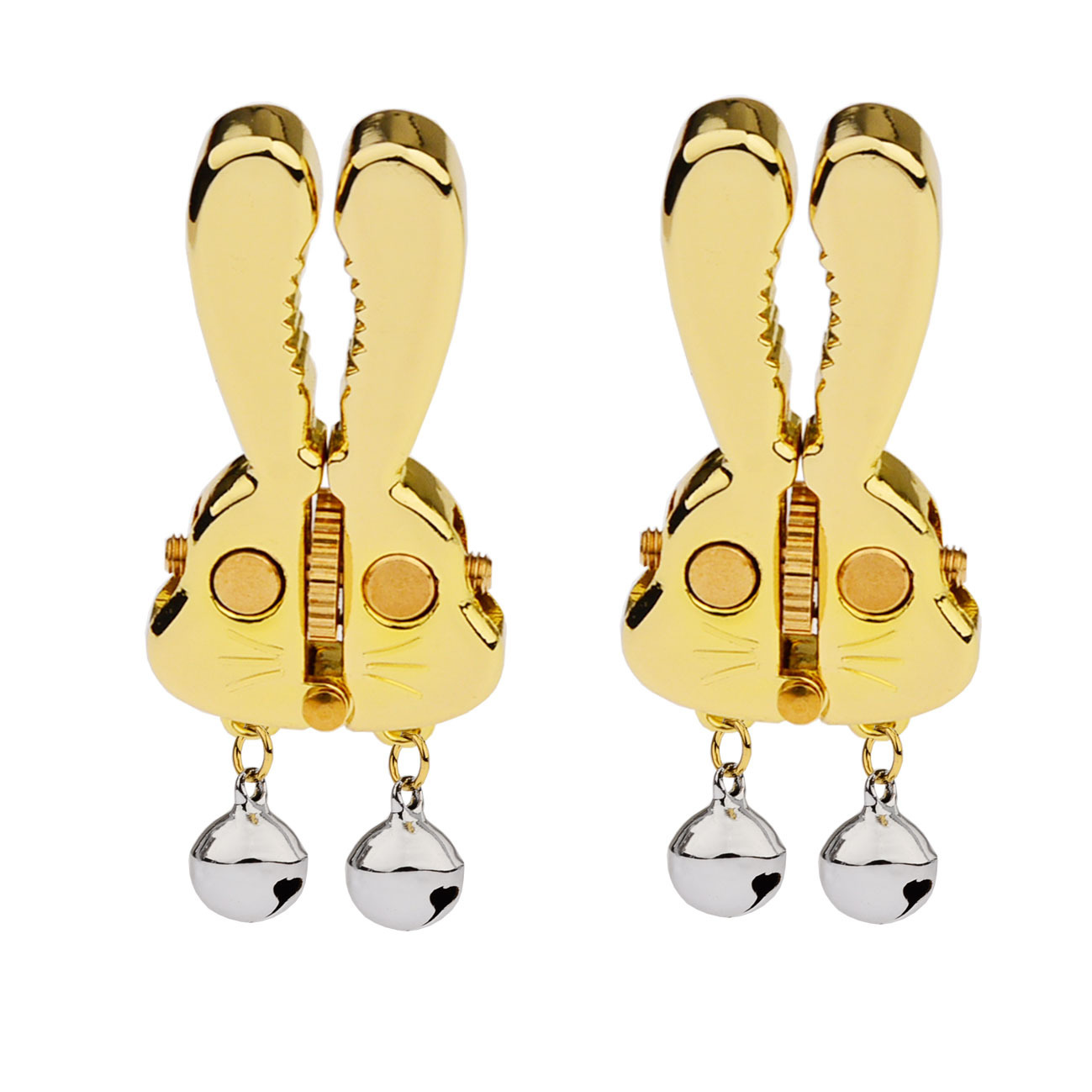 Adjustable Bunny Nipple Clamps – Sensory Play with Bells & BDSM Gear Control-WeLovePlugs