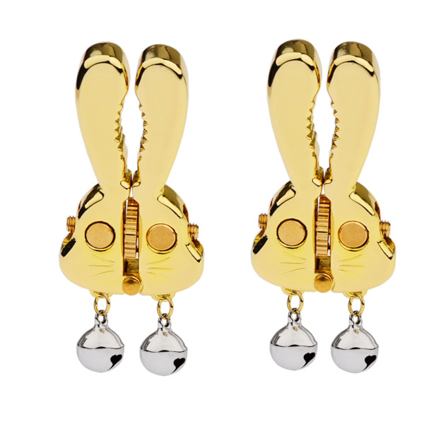 Adjustable Bunny Nipple Clamps – Sensory Play with Bells & BDSM Gear Control-WeLovePlugs