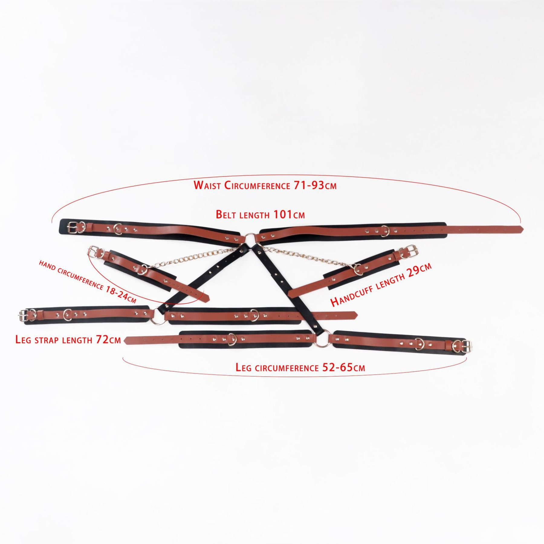 BDSM Leather Handcuffs with Leg Cuffs Lingerie Harness-WeLovePlugs