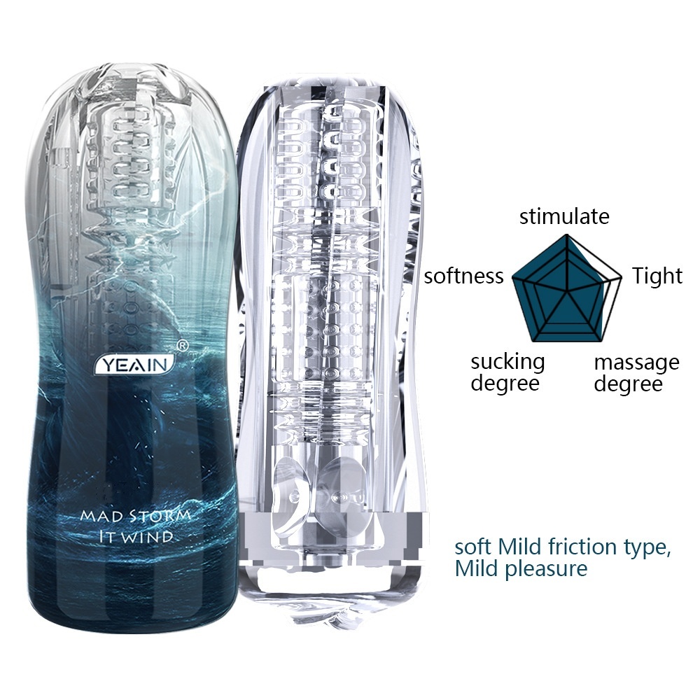 Male Masturbator Cup Soft Silicone Massager for Men Toys-Blue With Vibrations-WeLovePlugs