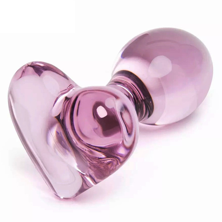 Heart Pink Glass Butt Plug - Pink - image 3